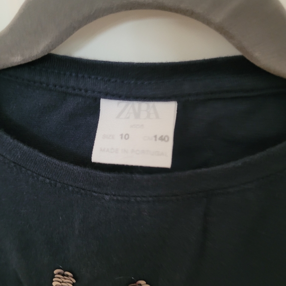 🧸2/20$ Zara Kids Navy Blue Sequin Scooter Long Sleeve Tee Size 10 - Picture 4 of 4